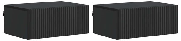 Fali éjjeli szekrény 2 pcs Fekete 49 x 34,5 x 20 cm Szerelt Fa