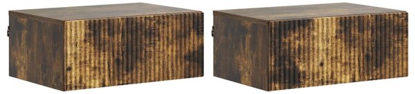 Fali éjjeli szekrény 2 pcs Füstös Tölgy 49 x 34,5 x 20 cm