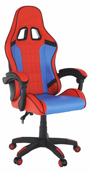 KONDELA Irodai/gamer szék, kék/piros, SPIDEX NEW