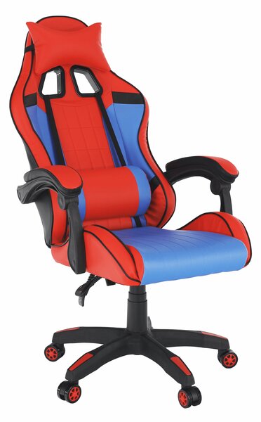 KONDELA Irodai/gamer szék, kék/piros, SPIDEX NEW