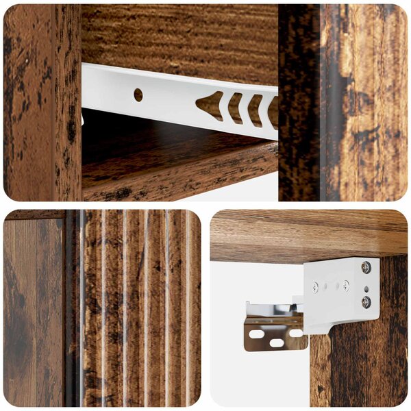 Fali éjjeli szekrény fiókkal 2 pcs Antik Fa 49 x 34,5 x 20 cm