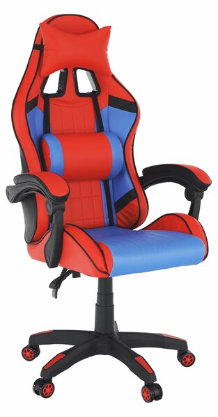 KONDELA Irodai/gamer szék, kék/piros, SPIDEX NEW