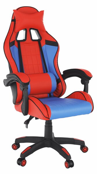 KONDELA Irodai/gamer szék, kék/piros, SPIDEX NEW