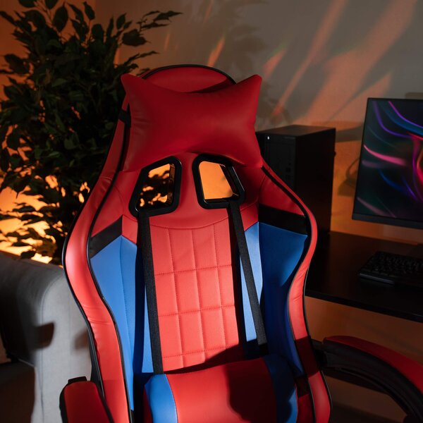 KONDELA Irodai/gamer szék, kék/piros, SPIDEX NEW