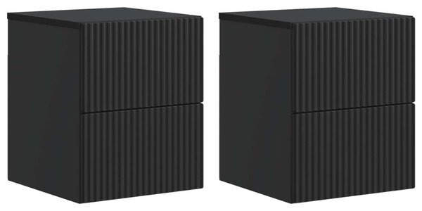 Fali éjjeli szekrény 2 pcs Fekete 33 x 34,5 x 40 cm Szerelt Fa