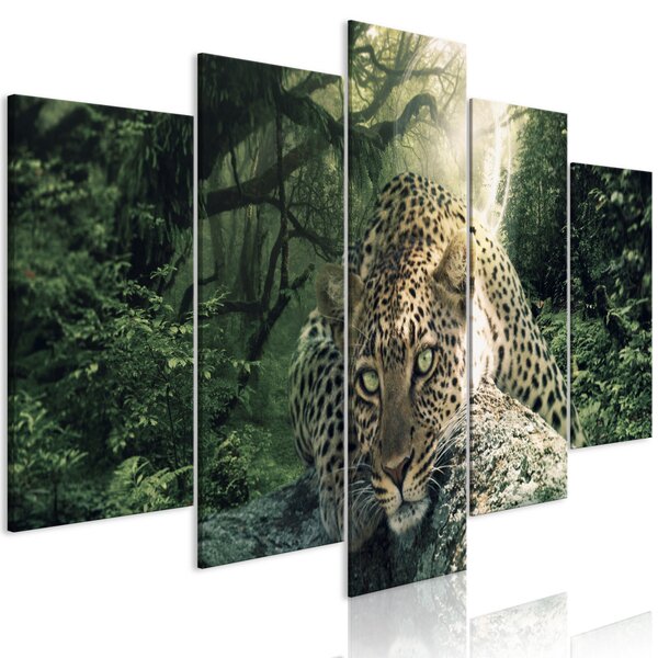 Kép - Leopard Lying (5 Parts) Wide Pale Green