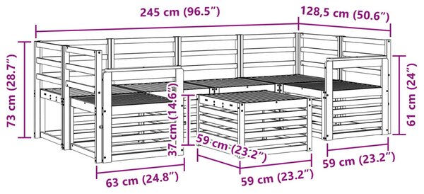 Kültéri kanapé szett 7 pcs Természetes Tömör Akácfa