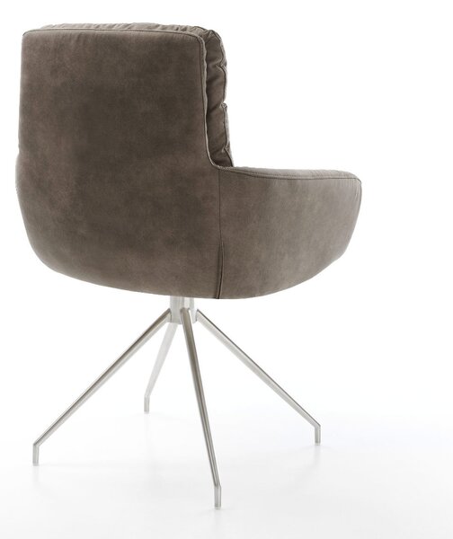 DELIFE Étkezőszék Abelia-Flex karfás mikroszálas taupe vintage kereszt láb kúpos rozsdamentes acélból