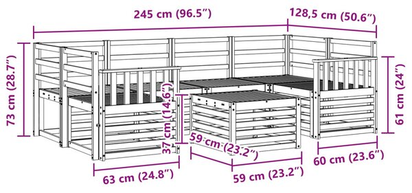 Kültéri kanapé szett 7 pcs Természetes Tömör Akácfa