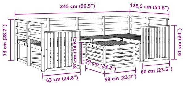 Kültéri kanapé szett 7 pcs Természetes Tömör Akácfa