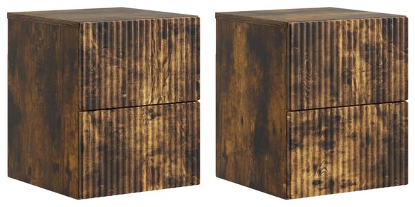 Fali éjjeli szekrény 2 pcs Füstös Tölgy 33 x 34,5 x 40 cm
