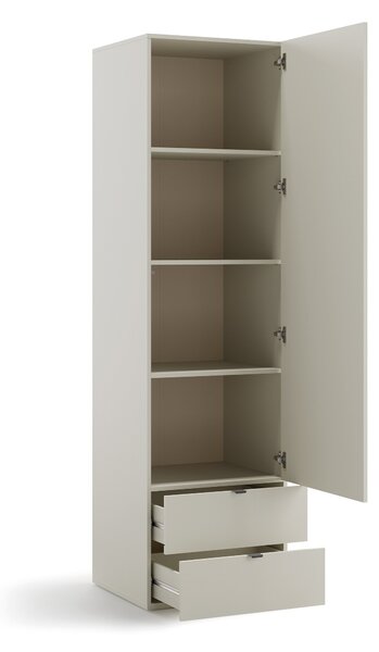 Könyvespolc Evareve 102, Zárt, Fiókokkal, Ajtókkal, Laminált forgácslap, 216x60x55cm, Világosbarna
