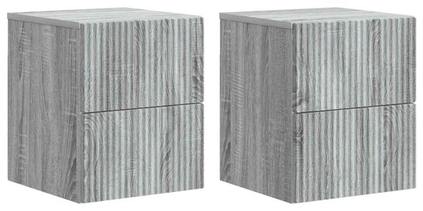Fali éjjeli szekrény 2 pcs Szürke Sonoma 33 x 34,5 x 40 cm