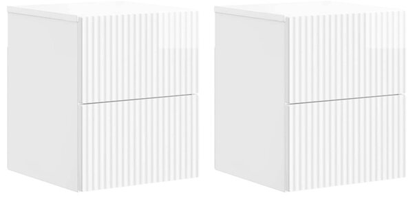 Fali éjjeli szekrény 2 pcs Magasfényű Fehér 33 x 34,5 x 40 cm