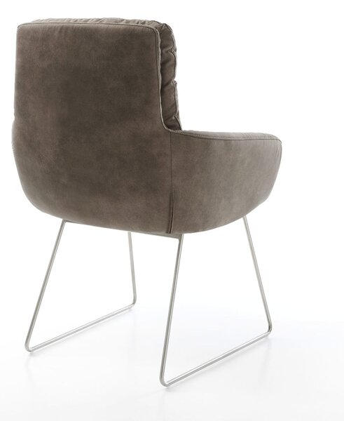 DELIFE Étkezőszék Abelia-Flex karfás mikroszálas taupe vintage vékony lábazat rozsdamentes acél