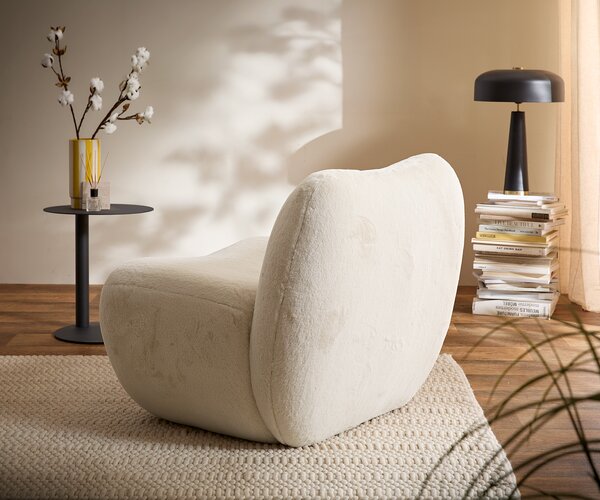 DELIFE Lounge fotel Zena 75x85 cm plüss krémfehér