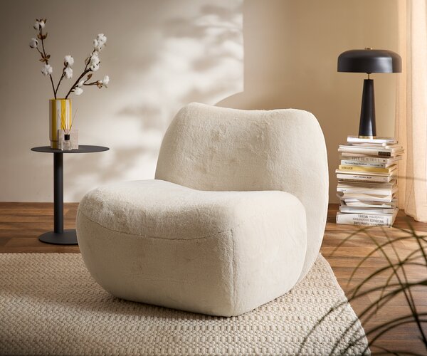 DELIFE Lounge fotel Zena 75x85 cm plüss krémfehér