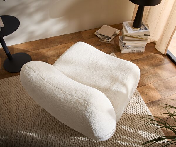 DELIFE Lounge fotel Zena 75x85 cm plüss krémfehér