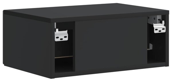 Fali éjjeli szekrény 2 pcs Fekete 49 x 34,5 x 20 cm Szerelt Fa