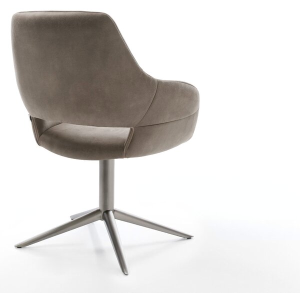 DELIFE Étkezőszék Yago-Flex karfás mikroszálas taupe vintage grafit láb 360° forgatható hintamechanizmus zsákrugós