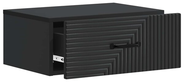 Fali éjjeli szekrény 2 pcs Fekete 49 x 34,5 x 20 cm Szerelt Fa
