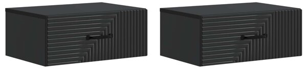 Fali éjjeli szekrény 2 pcs Fekete 49 x 34,5 x 20 cm Szerelt Fa
