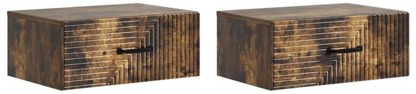 Fali éjjeli szekrény 2 pcs Füstös Tölgy 49 x 34,5 x 20 cm