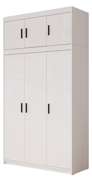 Gardróbszekrény Novduni 104, Laminált forgácslap, 246x133x53cm, Fehér