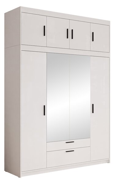 Gardróbszekrény Novduni 109, Laminált forgácslap, 246x177x53cm, Fehér