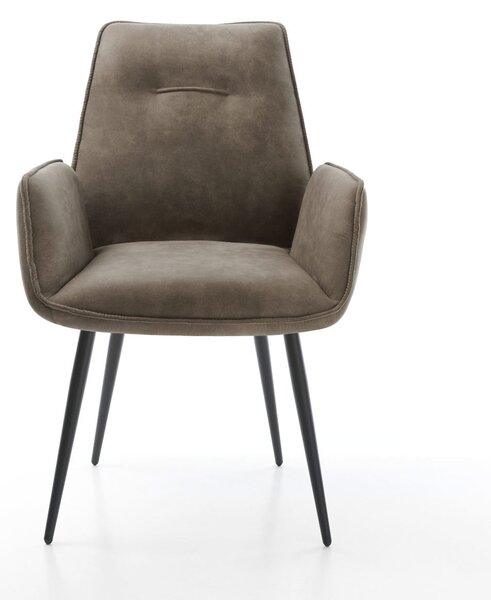 DELIFE Étkezőszék Zoa-Flex mikroszálas taupe vintage 4 láb kúpos fekete zsákrugós