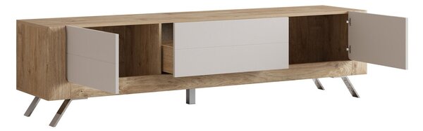 TV-állvány Sovera 104, Közepes sűrűségű farostlemez, Laminált forgácslap, 52x199x48cm, Kasmír, Arany tölgy