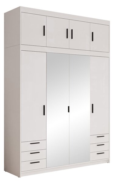 Gardróbszekrény Novduni 120, Laminált forgácslap, 246x177x53cm, Fehér