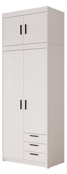 Gardróbszekrény Novduni 113, Laminált forgácslap, 246x90x53cm, Fehér