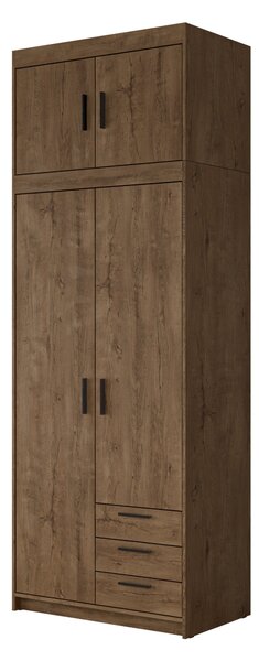 Gardróbszekrény Novduni 113, Laminált forgácslap, 246x90x53cm, Lefkas tölgy