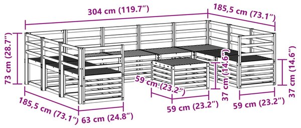 Ülőgarnitúrák 10 pcs Természetes Tömör Akácfa