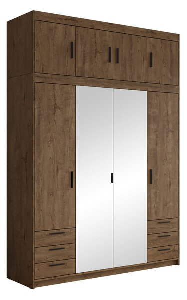 Gardróbszekrény Novduni 120, Laminált forgácslap, 246x177x53cm, Lefkas tölgy