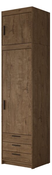 Könyvespolc Novduni 111, Ajtókkal, Zárt, Fiókokkal, Laminált forgácslap, 246x60x53cm, Lefkas tölgy