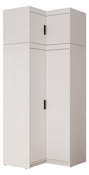 Sarokszekrény Novduni 121, Laminált forgácslap, 246x98x98cm, Fehér