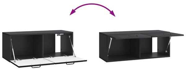 Fali TV szekrény Fekete 78,5 x 31 x 30 cm Szerelt Fa