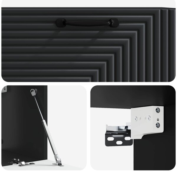 Fali TV szekrény Fekete 78,5 x 31 x 30 cm Szerelt Fa