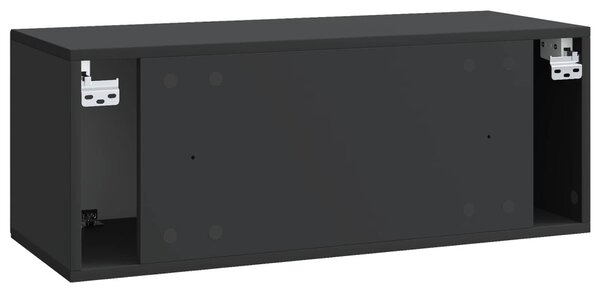 Fali TV szekrény Fekete 78,5 x 31 x 30 cm Szerelt Fa