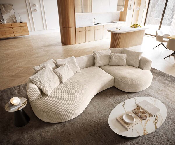 DELIFE Kanapé Edina 330x170 cm kordbársony bézs