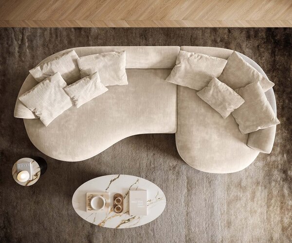 DELIFE Kanapé Edina 330x170 cm kordbársony bézs