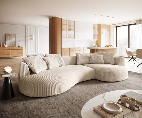 DELIFE Kanapé Edina 330x170 cm kordbársony bézs