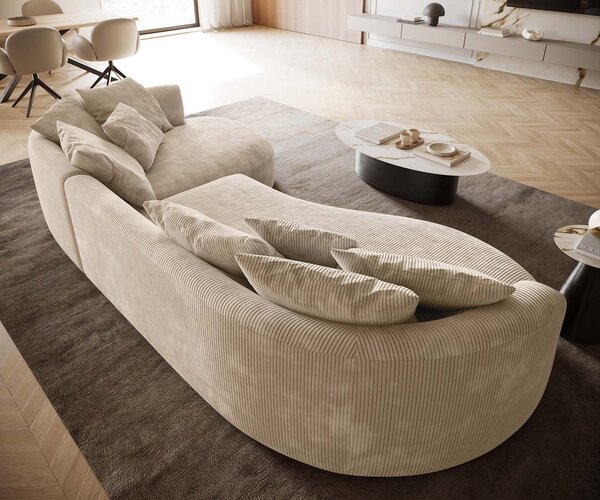 DELIFE Kanapé Edina 330x170 cm kordbársony bézs