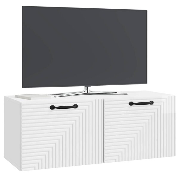 Fali TV szekrény Magasfényű Fehér 78,5 x 31 x 30 cm Szerelt Fa