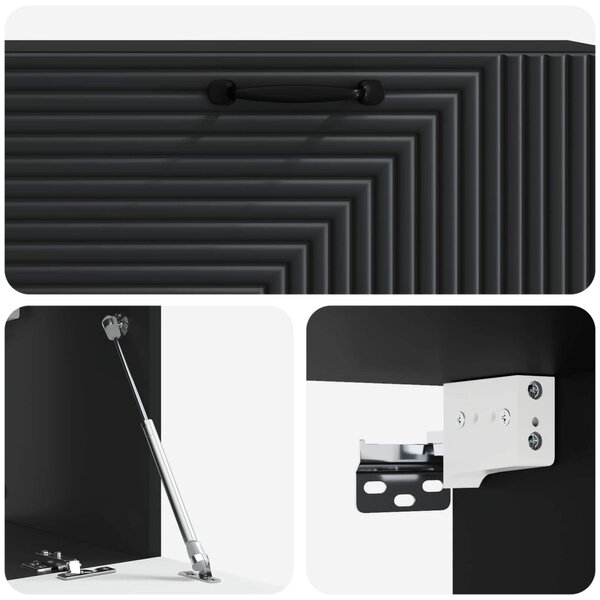 Fali TV szekrény Fekete 98 x 31 x 30 cm Szerelt Fa