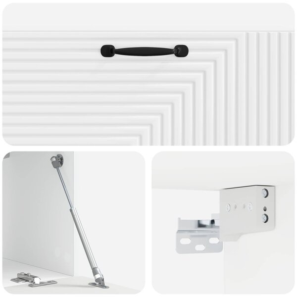 Fali TV szekrény Magasfényű Fehér 98 x 31 x 30 cm Szerelt Fa