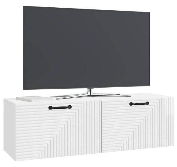 Fali TV szekrény Magasfényű Fehér 98 x 31 x 30 cm Szerelt Fa