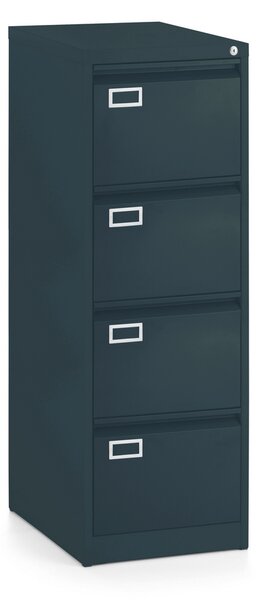 Fém iratszekrény A4 - 4 fiók, 45,5 x 62 x 132 cm, hengerzár, antracit - ral 7016